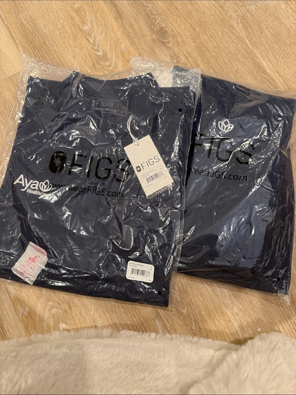 FIGS Kids Navy Short-Sleeve Tee — Packaged Crew Neck